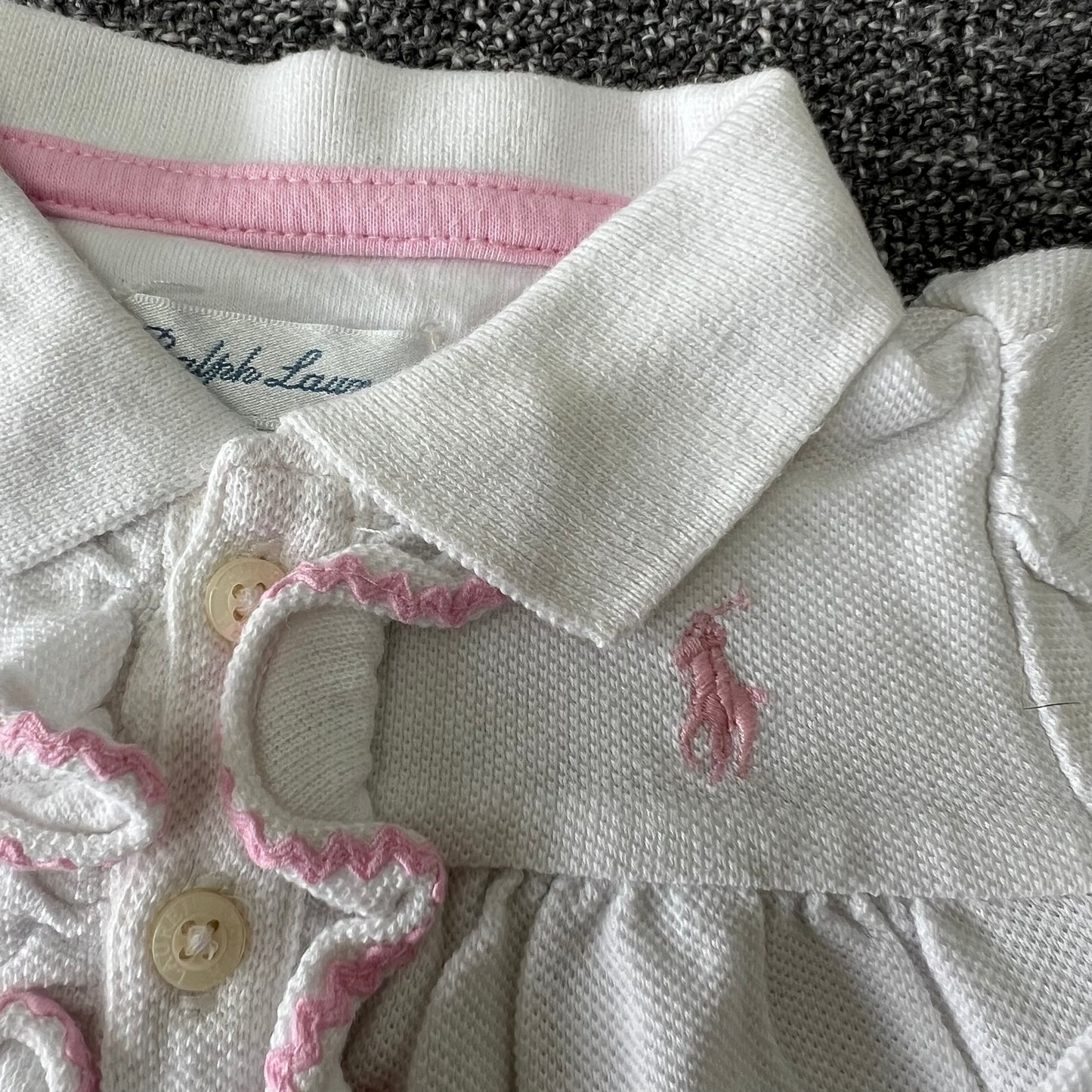 Girls 0-3 Month White & Pink Romper