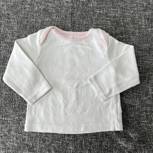 Girls 0-3 Month Plain White Long Sleeved Top