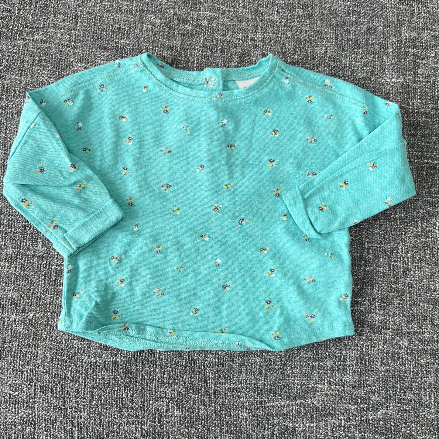 Girls 0-3 Month Turquoise Floral Long Sleeved Top