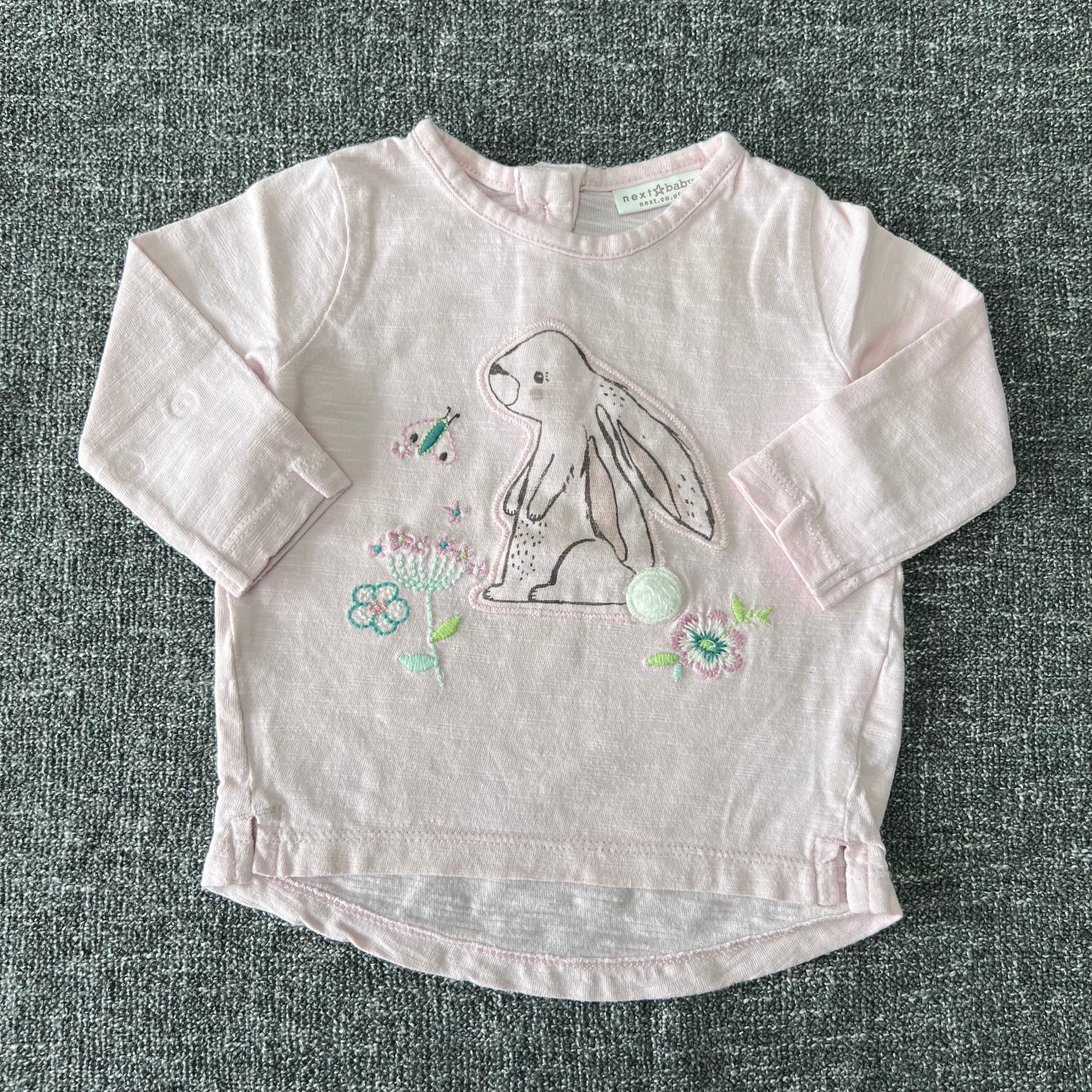 Girls 0-3 Month Pink Rabbit Long Sleeved Top