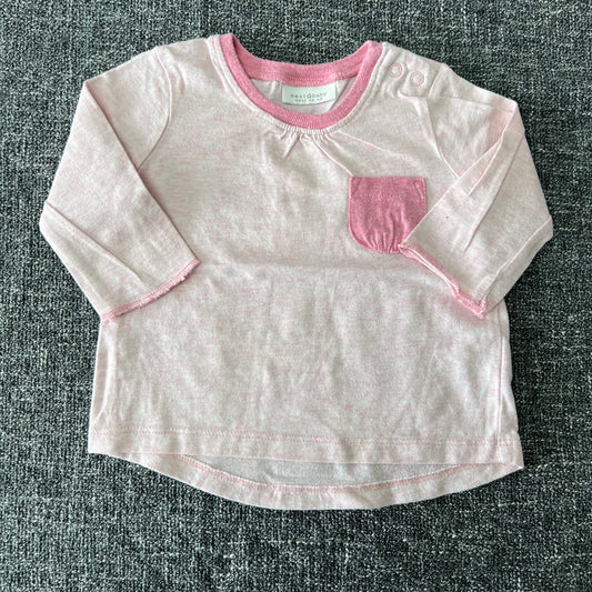 Girls 0-3 Month Plain Pink Long Sleeved Top