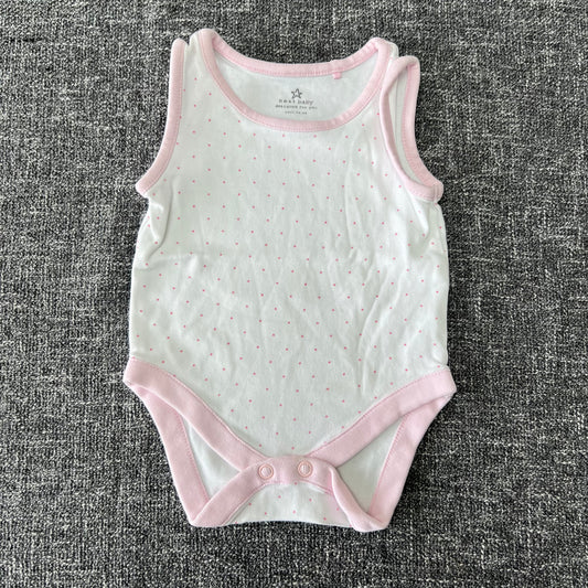 Girls 0-3 Month White With Pink Spots Sleeveless Bodysuit