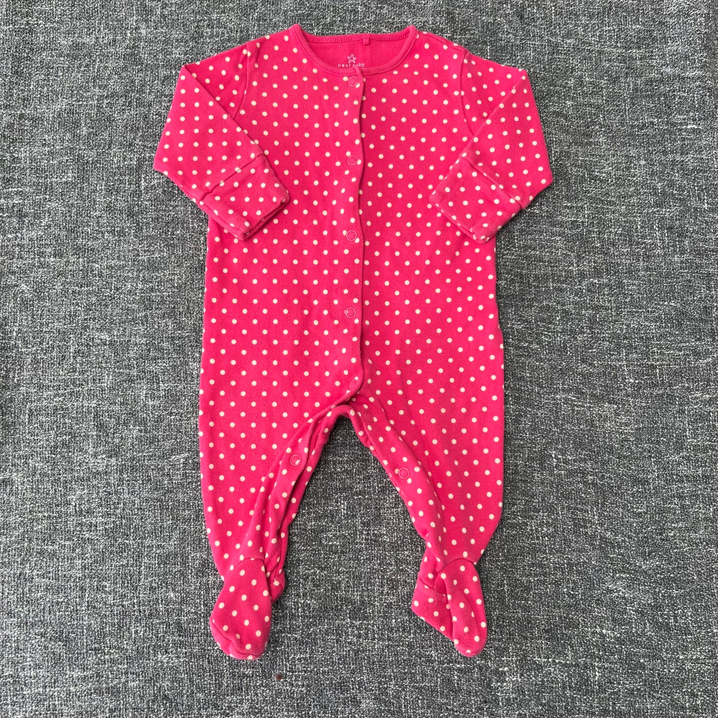 Girls 0-3 Month Pink With Beige Spots Sleepsuit