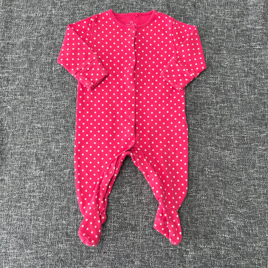 Girls 0-3 Month Pink With Beige Spots Sleepsuit