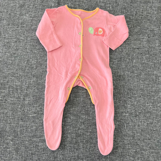 Girls 0-3 Month Pink 'Elephant' Sleepsuit