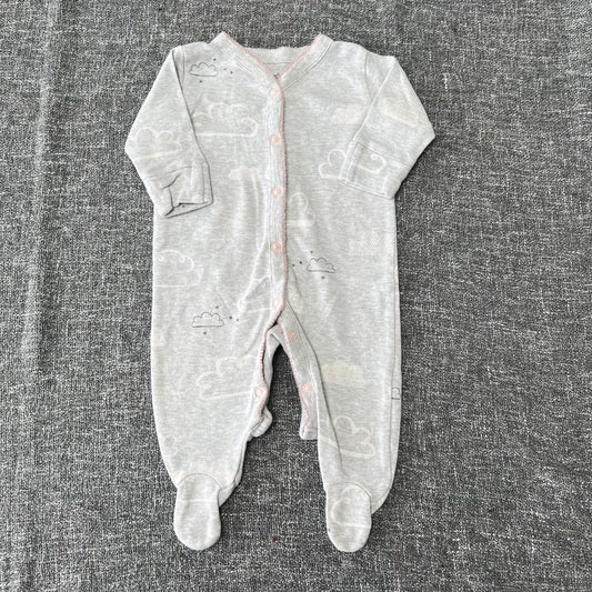 Girls 0-3 Month Grey Cloud Sleepsuit