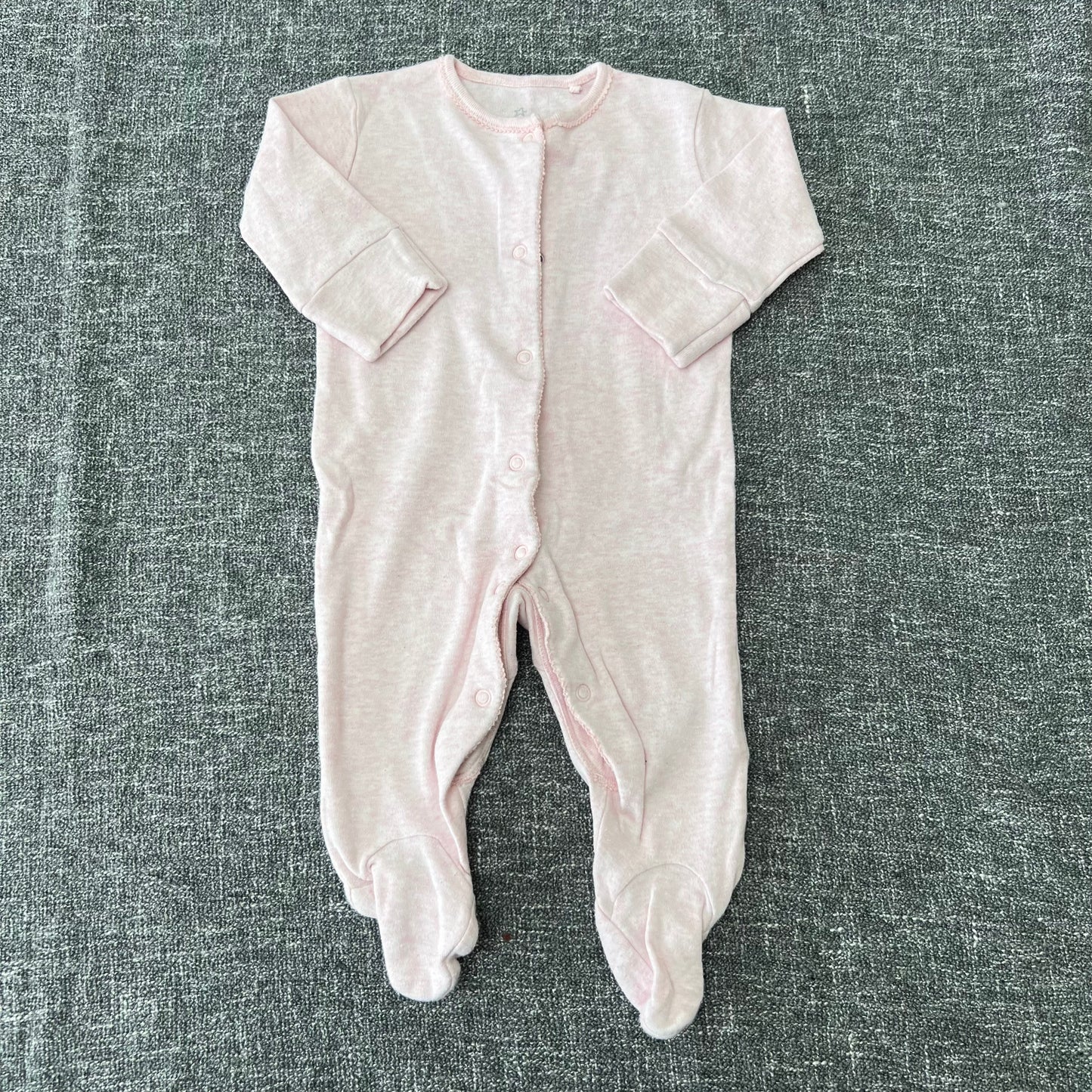 Girls 0-3 Month Plain Pink Sleepstuit