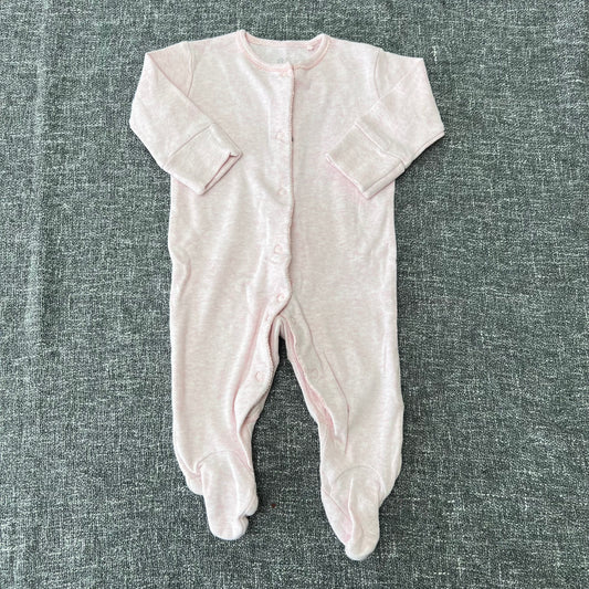 Girls 0-3 Month Plain Pink Sleepstuit