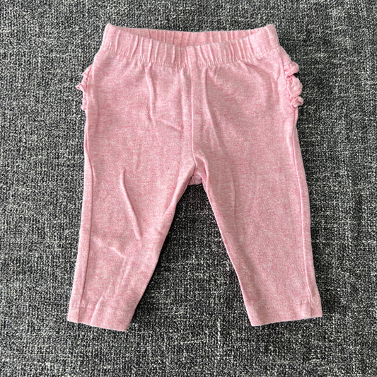 Girls 0-3 Month Plain Pink Frills On The Bottom Leggings