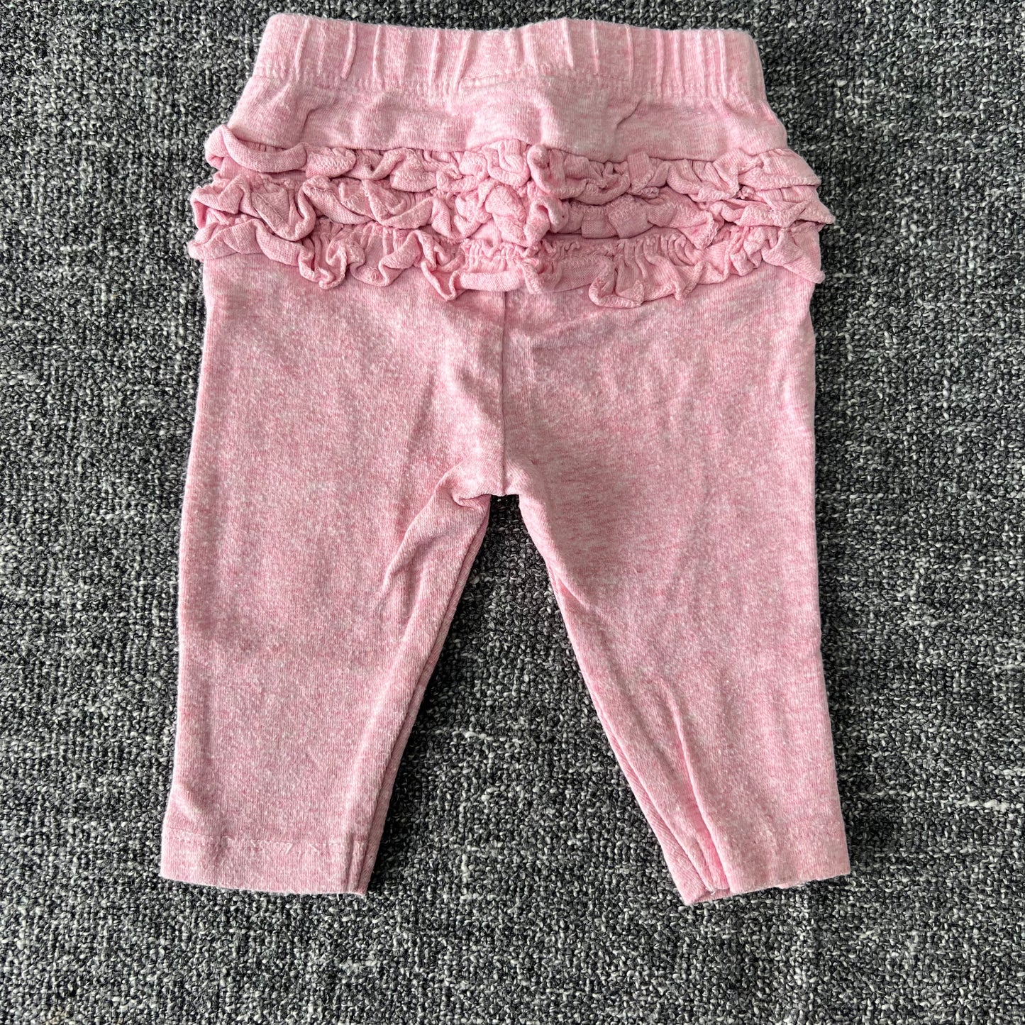 Girls 0-3 Month Plain Pink Frills On The Bottom Leggings