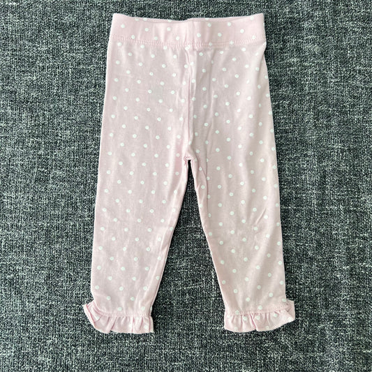 Girls 0-3 Month Pink With White Spots Leggings