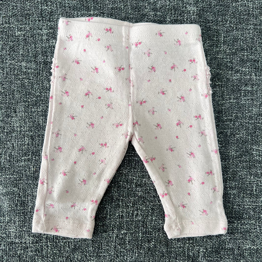 Girls 0-3 Month Pink Floral Leggings