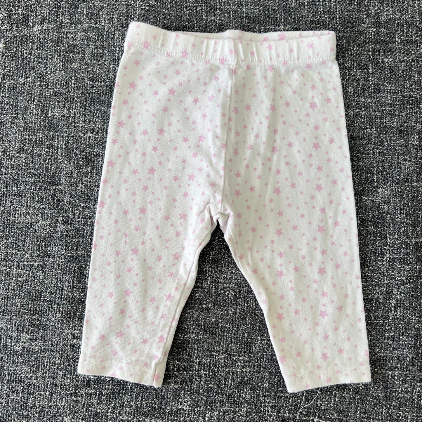 Girls 0-3 Month White With Pink Stars Leggings