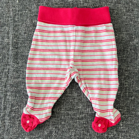 Girls 0-3 Month Pink Striped Jogger With Feet