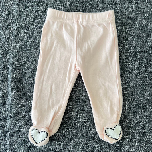 Girls 0-3 Month Light Peach Joggers With Feet