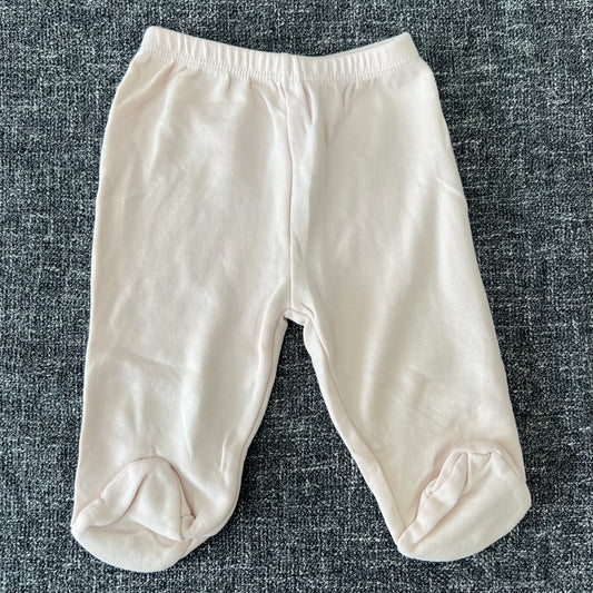 Girls 0-3 Month Plain Light Peach Jogger With Feet