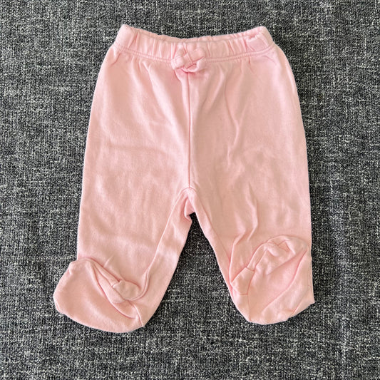 Girls 0-3 Month Plain Pink Joggers With Feet