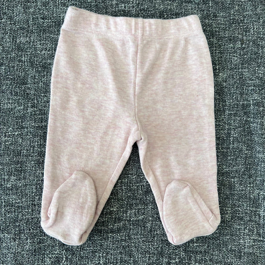 Girls 0-3 Month Plain Light Pink Jogger With Feet