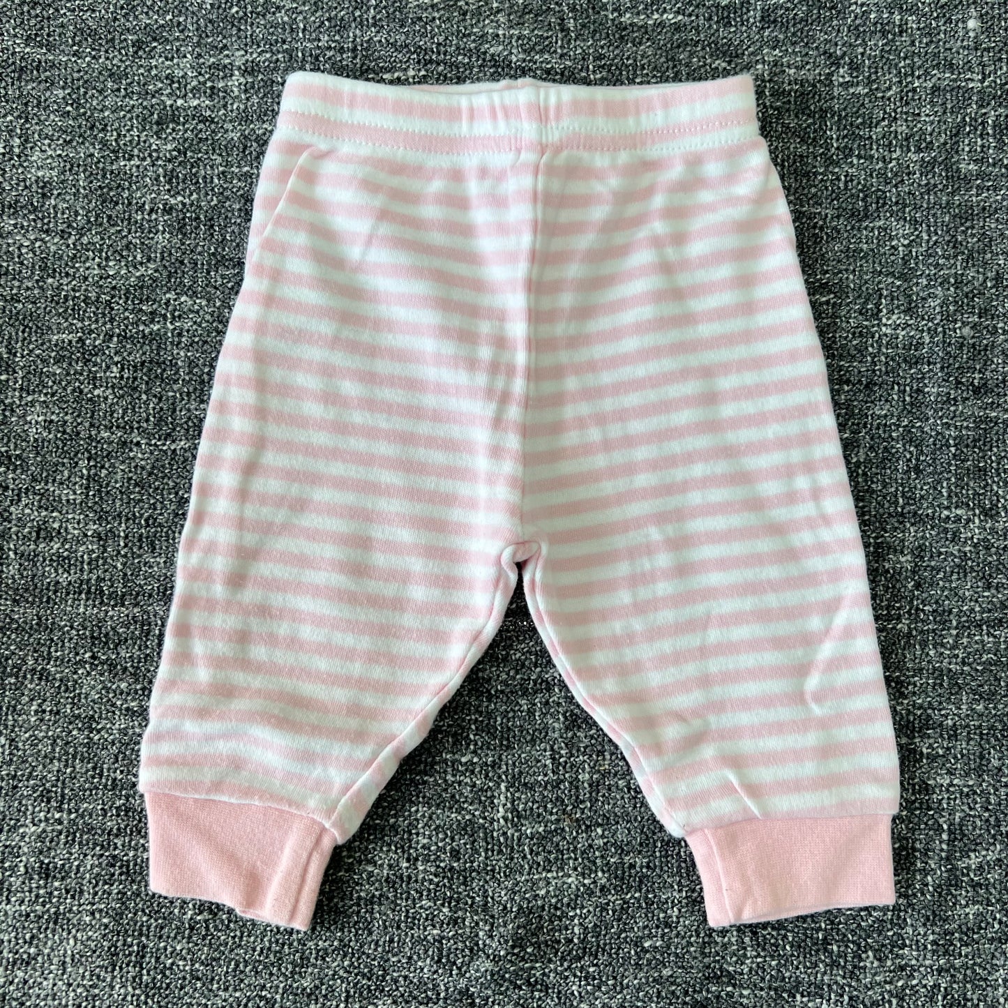 Girls 0-3 Month Pink & White Striped Joggers