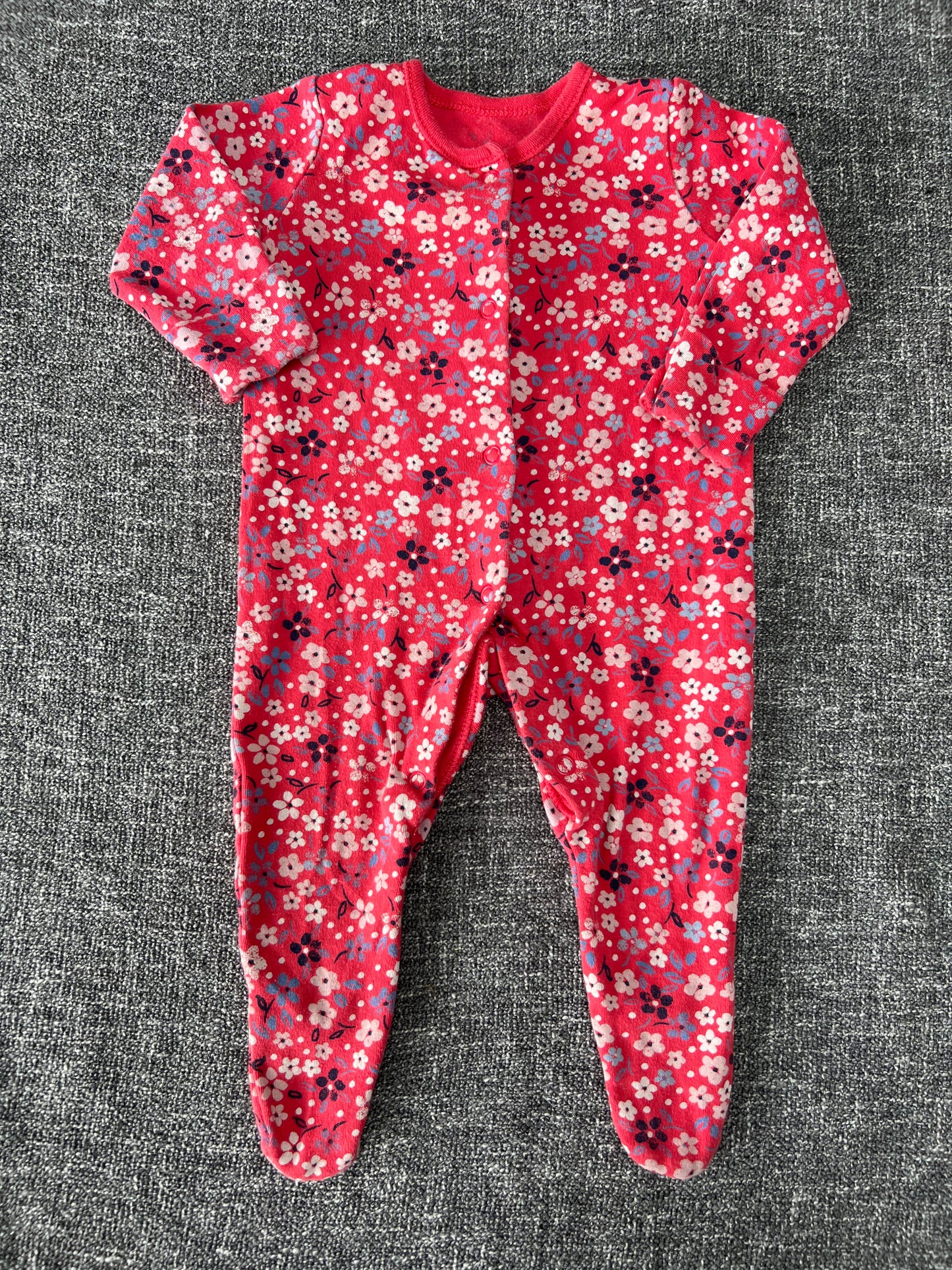 Girls 0-3 Month Pink Floral Sleepsuit