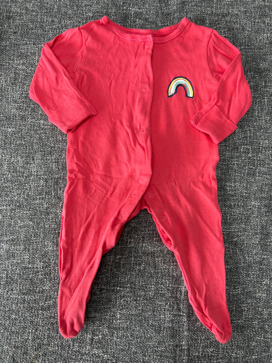 Girls 0-3 Month Pink Rainbow Sleepsuit