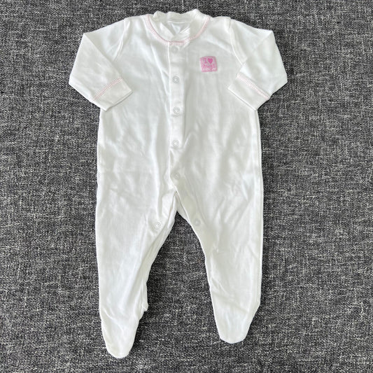 Girls 0-3 Month Plain White "I love hugs" Sleepsuit