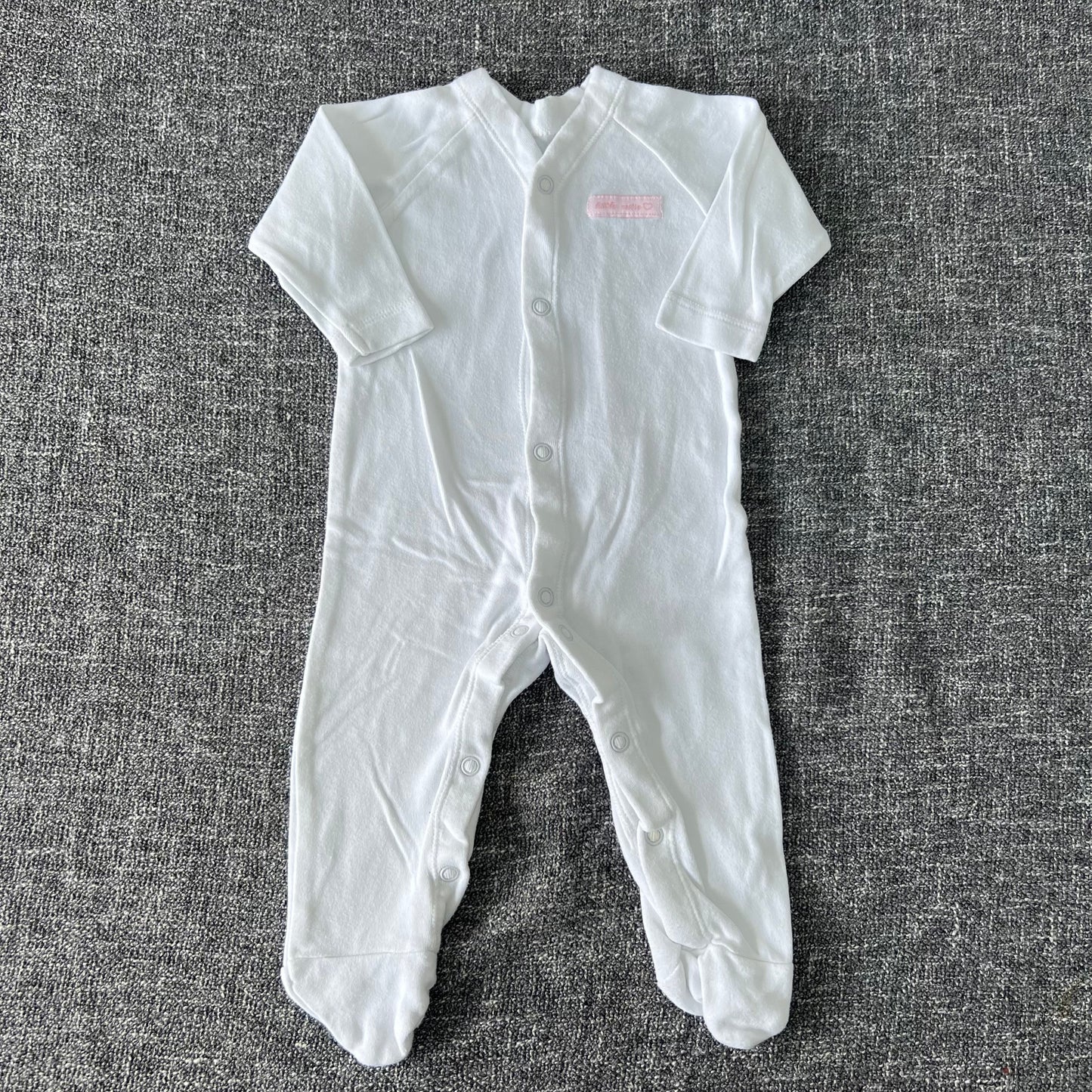 Girls 0-3 Month Plain white "Little Cutie" Sleepsuit