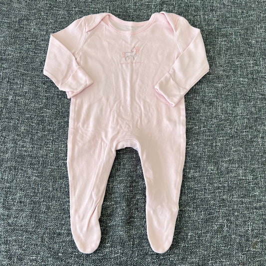 Girls 0-3 Month Pink Unicorn "I woke up like this" Sleepsuit