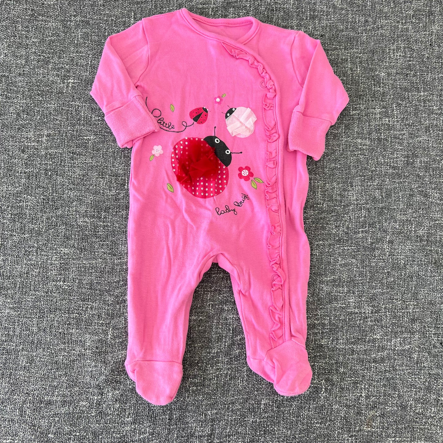 Girls 0-3 Month Pink "Little Lady Bug" Sleepsuit