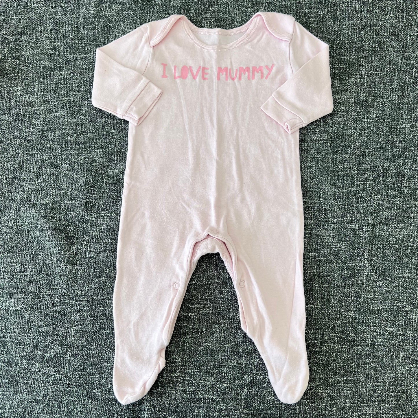 Girls 0-3 Month Pink "I love Mummy" Sleepsuit