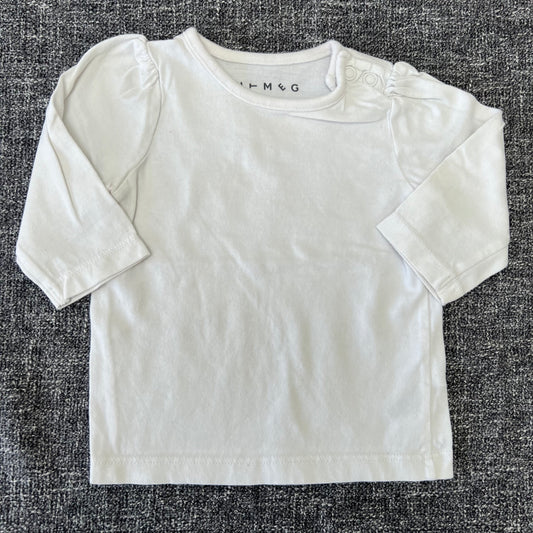 Girls 0-3 Month Plain White Long Sleeved Top