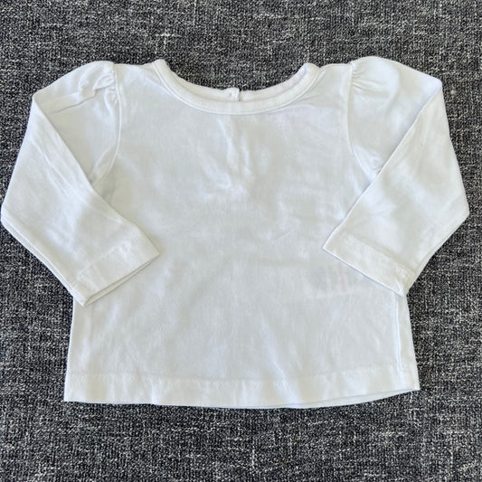 Girls 0-3 Month Plain White Long Sleeved top