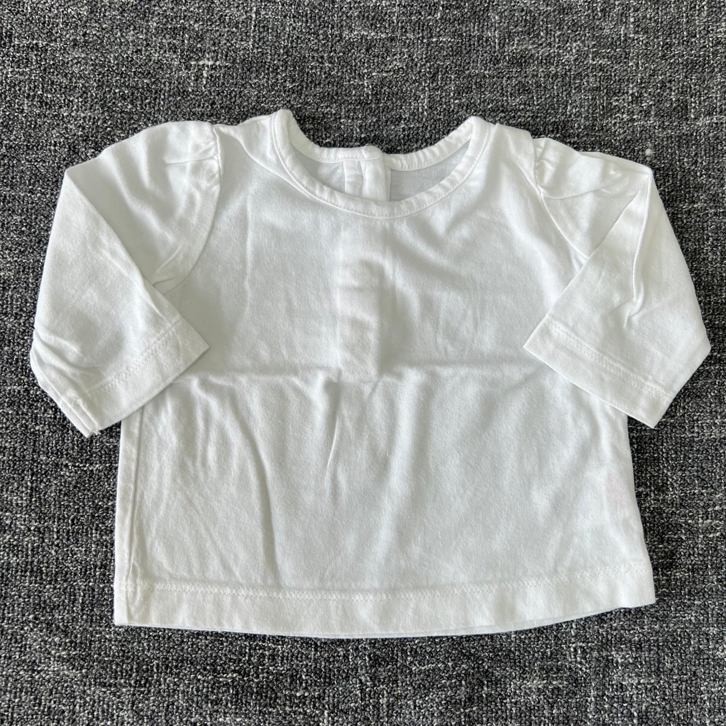 Girls 0-3 Month Plain White Long Sleeved Top