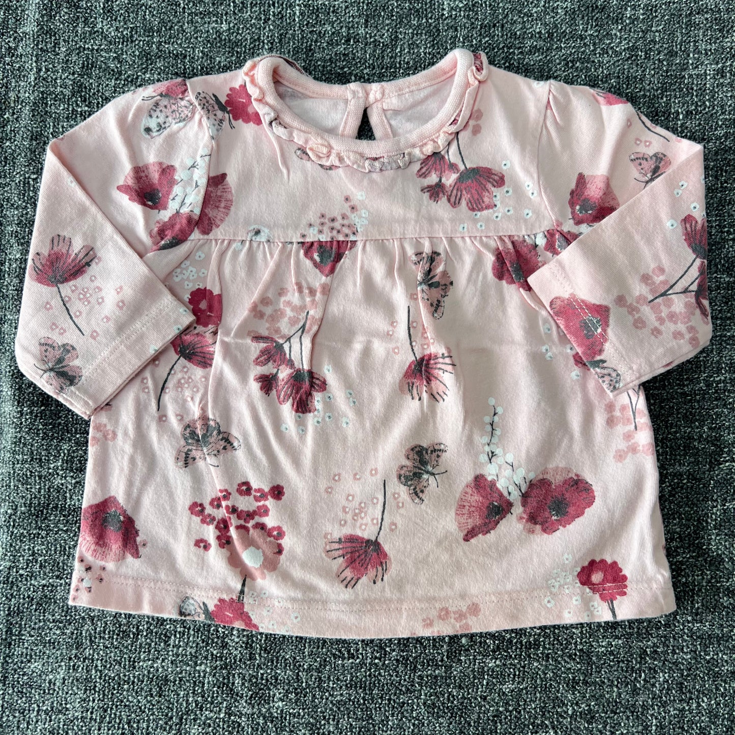 Girls 0-3 Month Plink Floral Long Sleeved Top