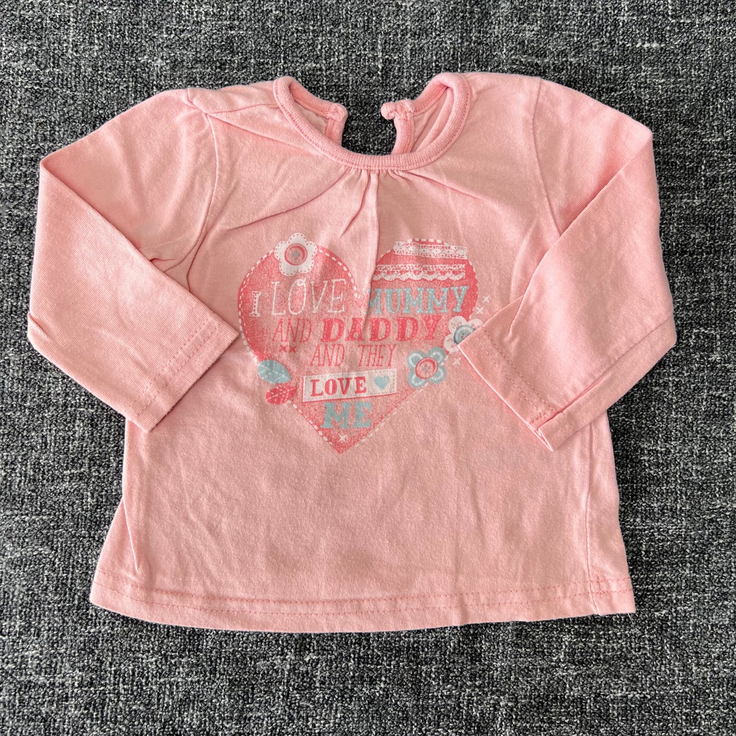 Girls 0-3 Month Peach "I love Mummy & Daddy & they love me" Long Sleeved Top