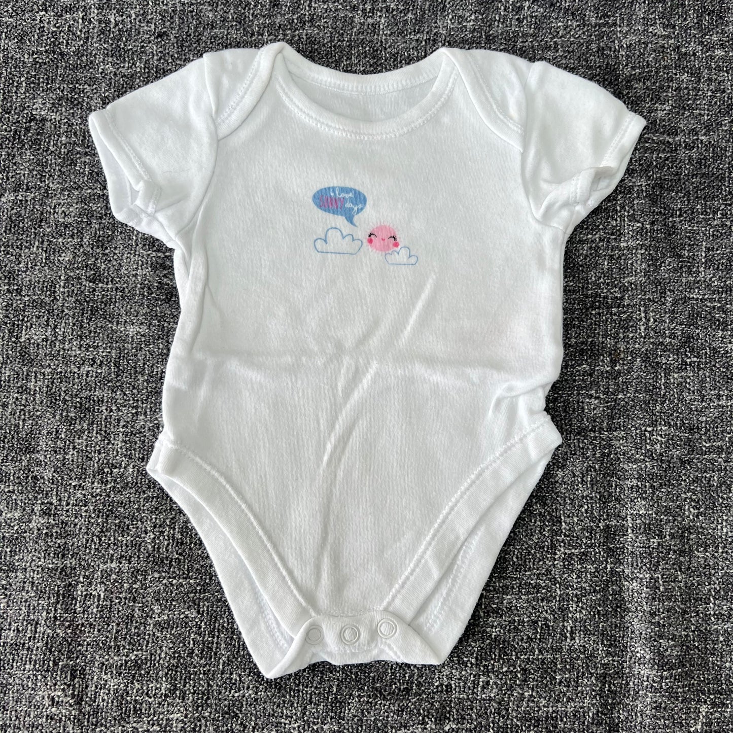 Girls 0-3 Month White "Sunny" Short Sleeved Bodysuit