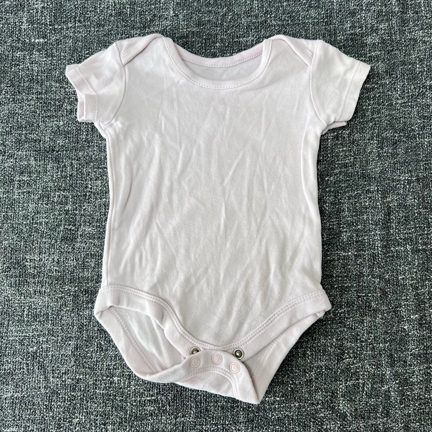 Girls 0-3 Month Plain Pale Pink Short Sleeved Bodysuit