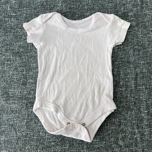 Girls 0-3 Month Plain Pale Pink Short Sleeved Bodysuit