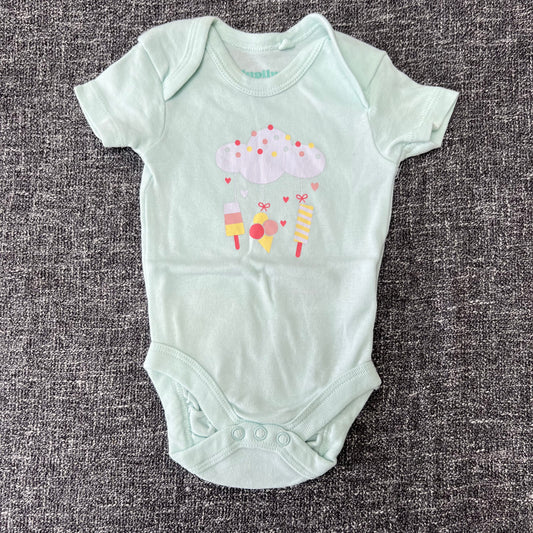 Girls 0-3 Month Green Lolly Pop Short Sleeved Bodysuit