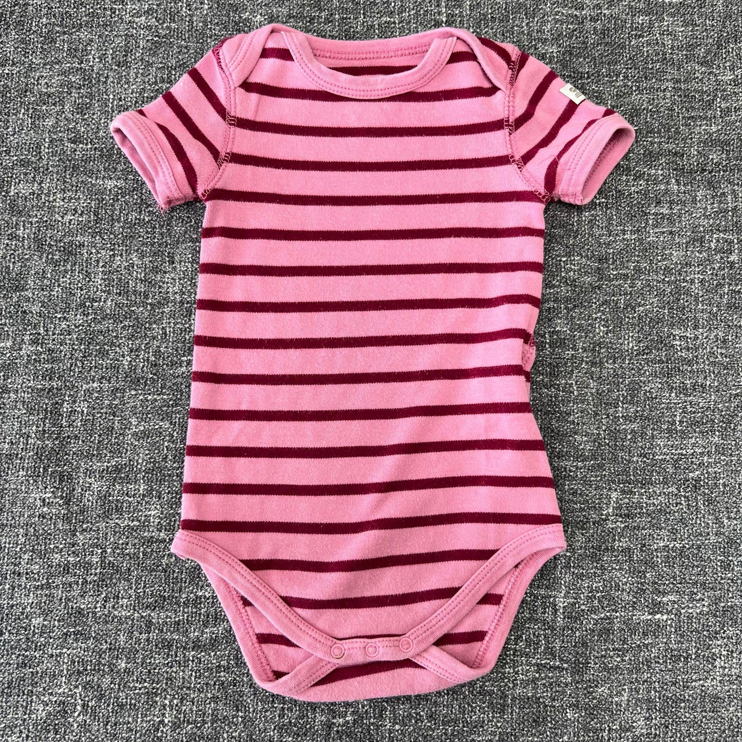 Girls 0-3 Month Pink Striped Short Sleeved Bodysuit