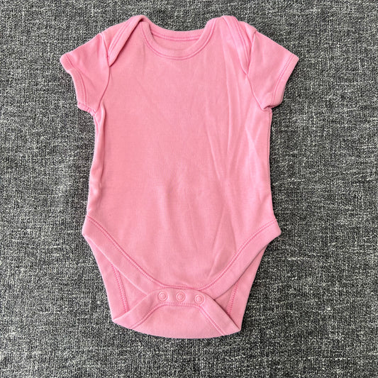 Girls 0-3 Month Plan Pink Short Sleeved Bodysuit