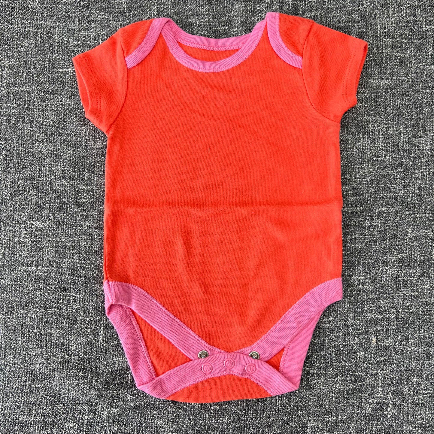 Girls 0-3 Month Plain Orange & Pink Short Sleeved Bodysuit