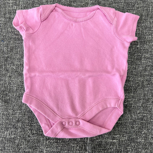 Girls 0-3 Month Plain Pink Short Sleeved Bodysuit