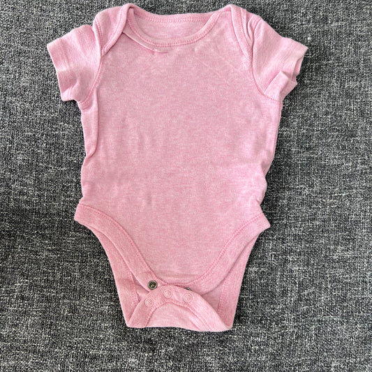 Girls 0-3 Month Plain Pink Short Sleeved Bodysuit