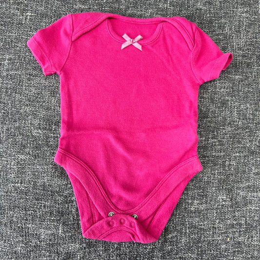 Girls 0-3 Month Plain Bright Pink Short Sleeved Bodysuit