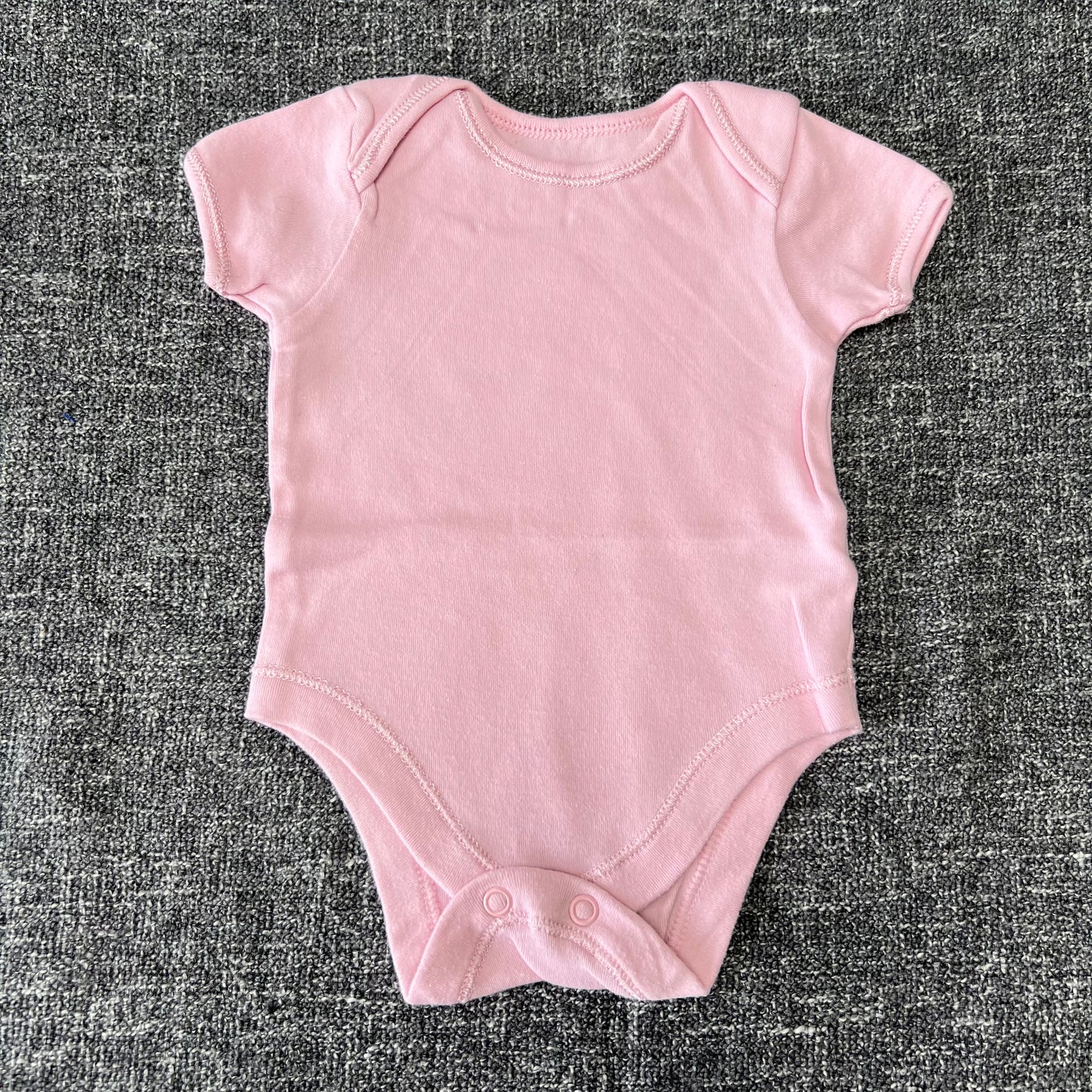 Girls 0-3 Month Plain Pink Short Sleeved Bodysuit