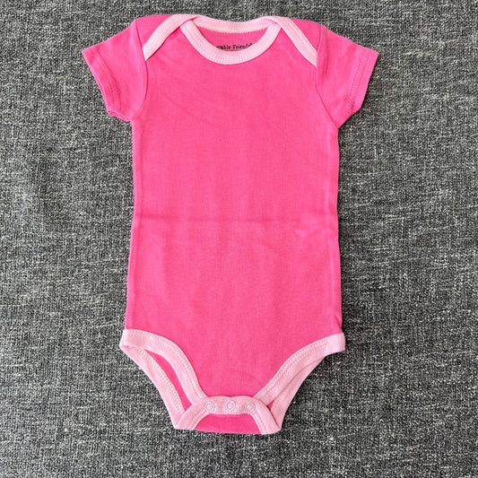 Girls 0-3 Month Plain Pink Short Sleeved Bodysuit