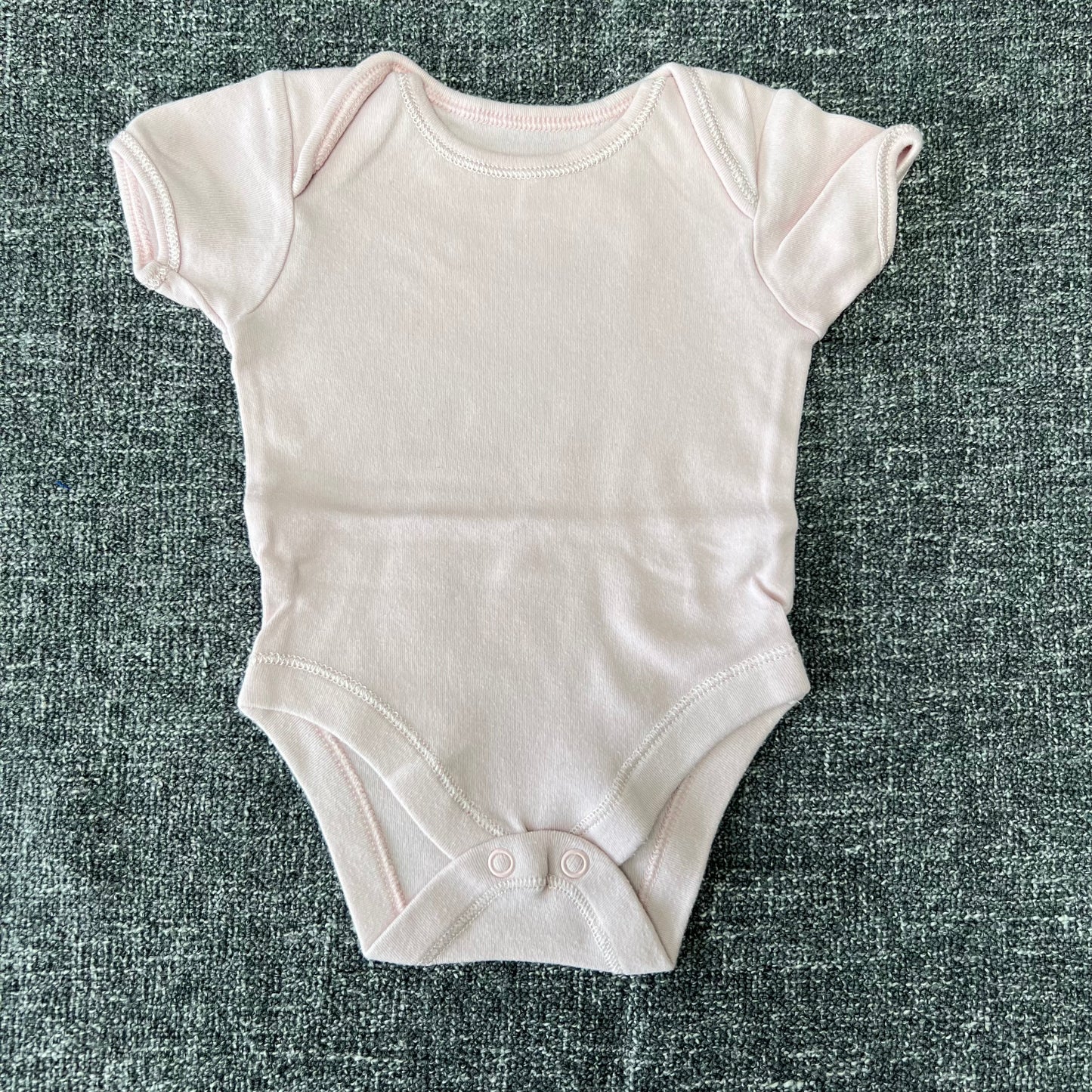 Girls 0-3 Month Plain Pink Short Sleeved Bodysuit