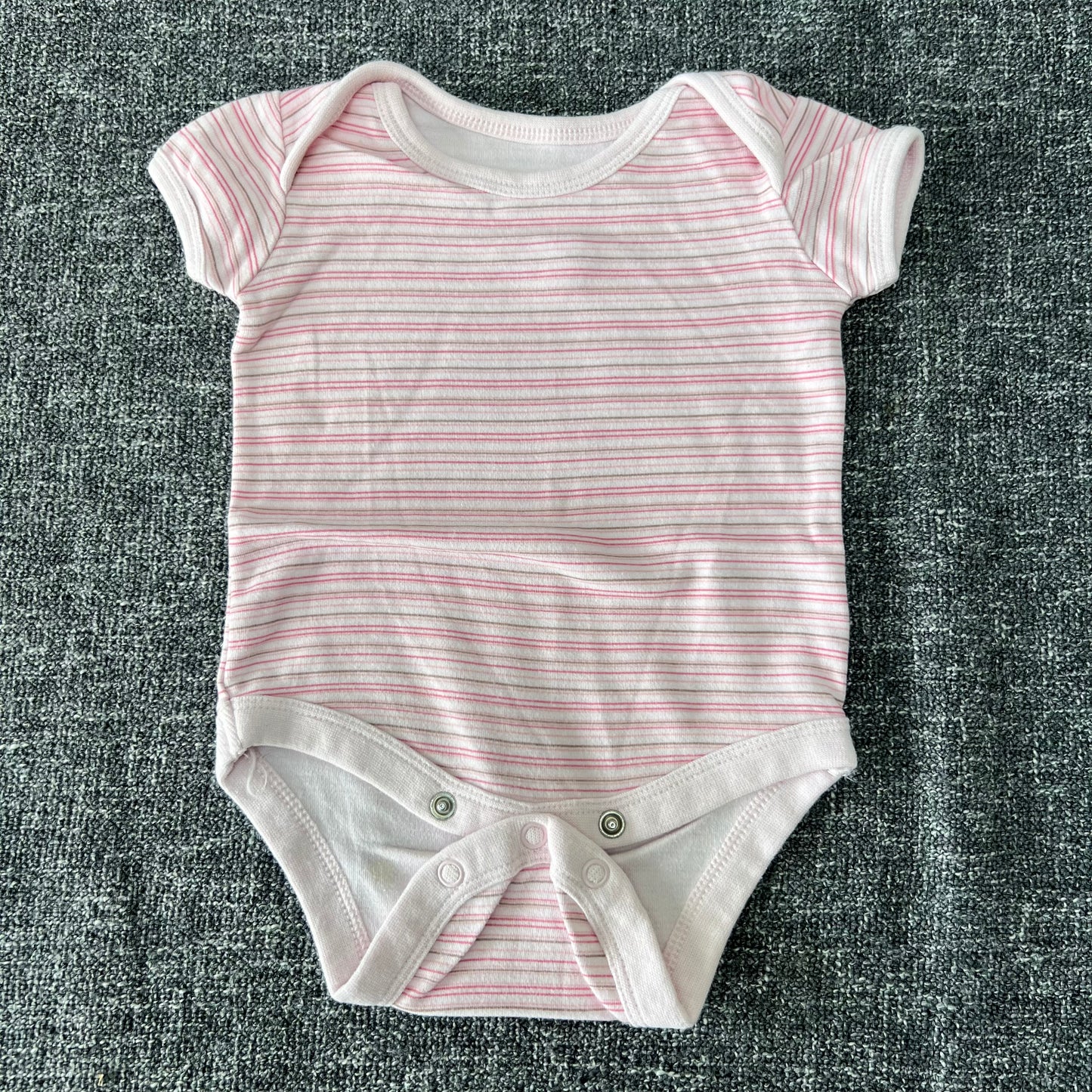 Girls 0-3 Month Pink Striped Short Sleeved Bodysuit