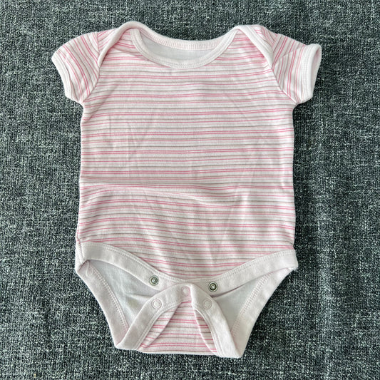 Girls 0-3 Month Pink Striped Short Sleeved Bodysuit